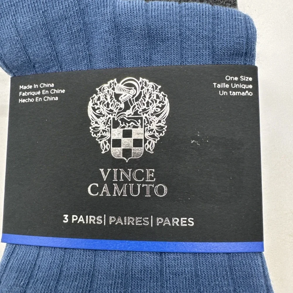 VINCE CAMUTO Men's Dress Crew Socks 3-Pair Set Gray Charcoal Navy NEW